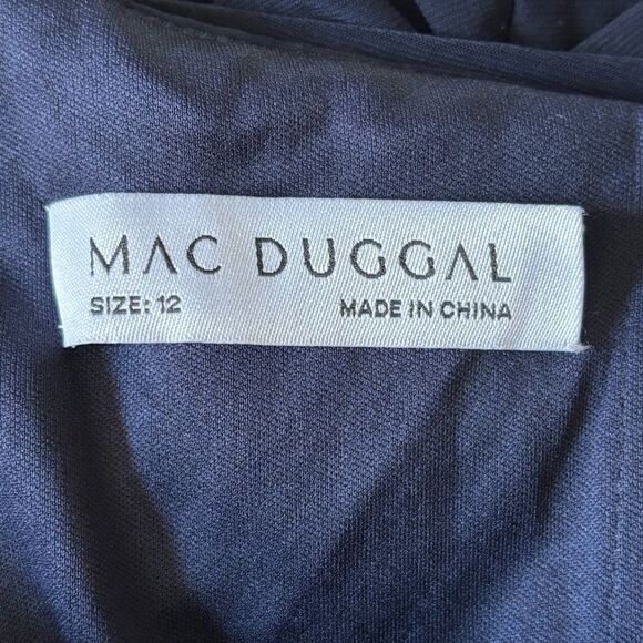 Mac Duggal NWOT Navy Blue One-Shoulder Gown with Silver Accents High Stretch 12 - Picture 11 of 13